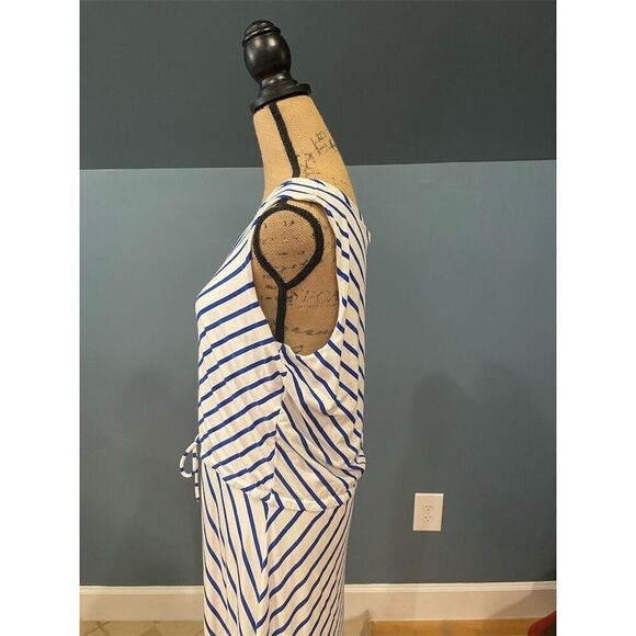 Talbots Women's Striped Sleeveless Maxi Dress XLP Multicolor Keyhole Neckline - Picture 8 of 10